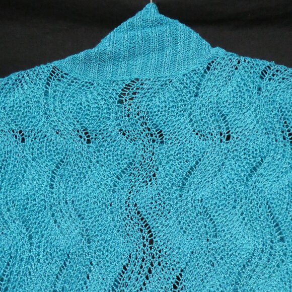 LAUREN MICHELLE | large | Turquoise Knit Short Sleeve Cardigan / Shrug | NWOT - Picture 11 of 16